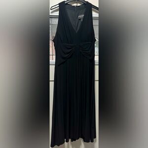 Jessica Howard Formal Dress Tank V-Neck Black Midi High Back (624)